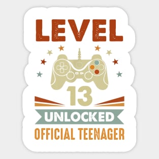 Level 13 Unlocked Official Teenager 13th Birthday 13 Years Old Gift Shirt Funny Birthday Gift Sticker